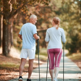 a couple walking outdoors